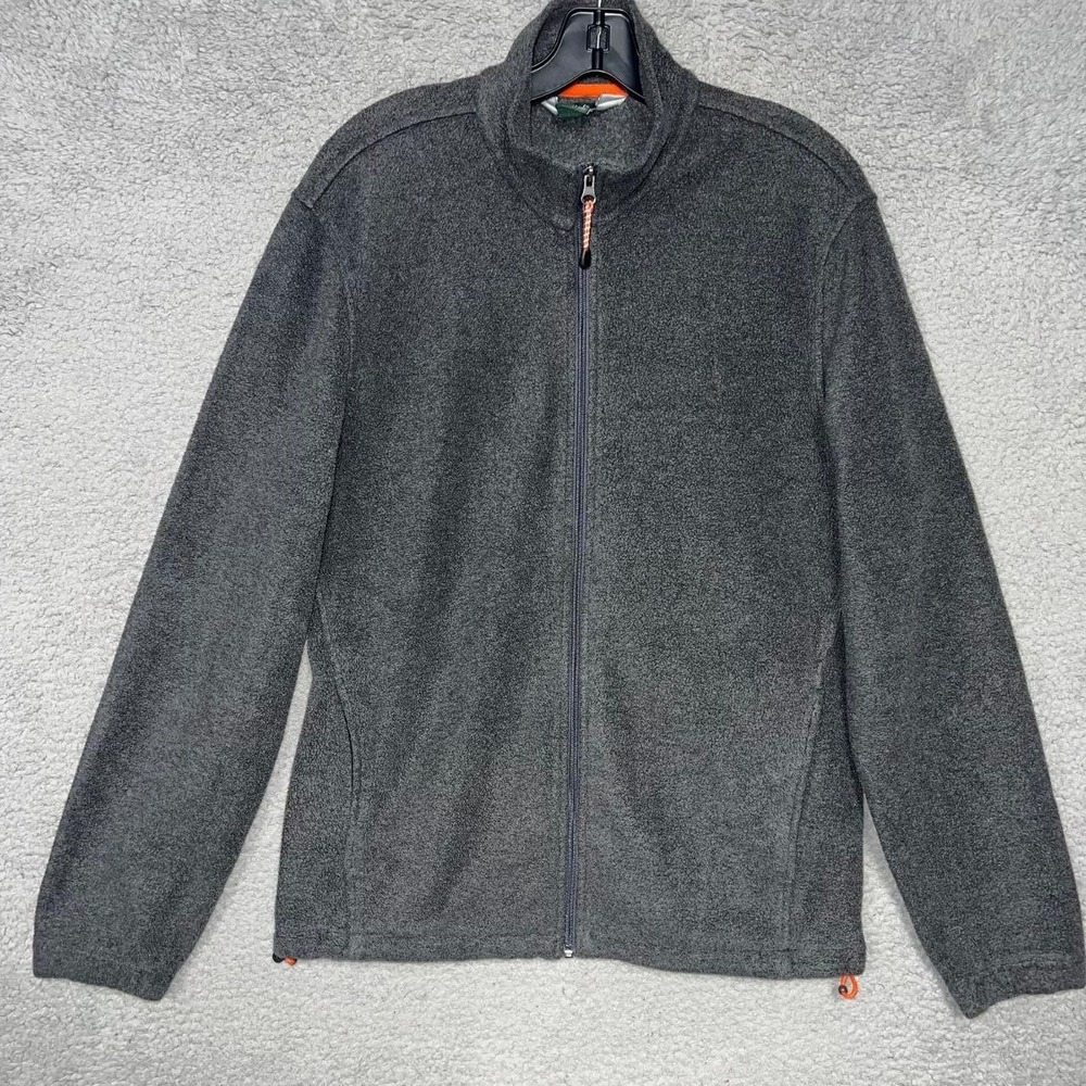 Woolrich Jacket Men's Sz M Gray Fleece Full‎ Zip Mock Neck Embroider Logo Bomber